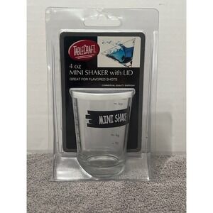 TableCraft 4 oz Mini Shaker with Lid Glass Shot Shaker H1433L Clear